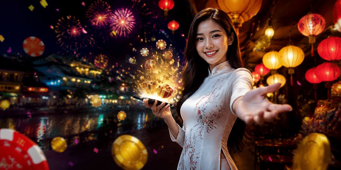 Cảnh chợ đêm Phú Quốc về đêm với người dùng kiểm tra thưởng đăng ký trên điện thoại di động